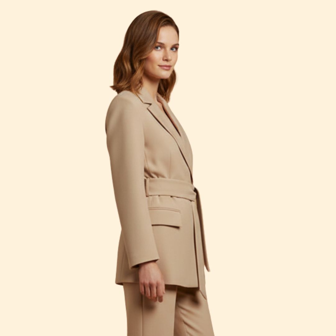 Women's Belted Blazer | Notched Lapels | Tailored Smart Casual Jacket | Steven & Levon