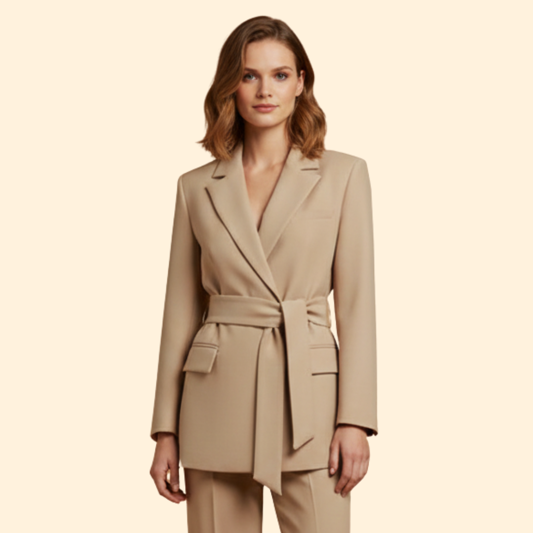 Women's Belted Blazer | Notched Lapels | Tailored Smart Casual Jacket | Steven & Levon