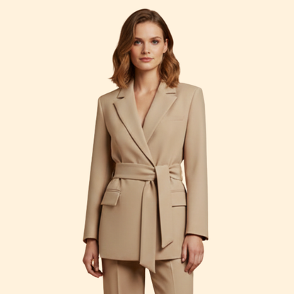 Women's Belted Blazer | Notched Lapels | Tailored Smart Casual Jacket | Steven & Levon