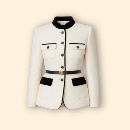 Women's Belted Waist Blazer | Tailored Fit | Elegant Smart Casual Jacket | Steven & Levon