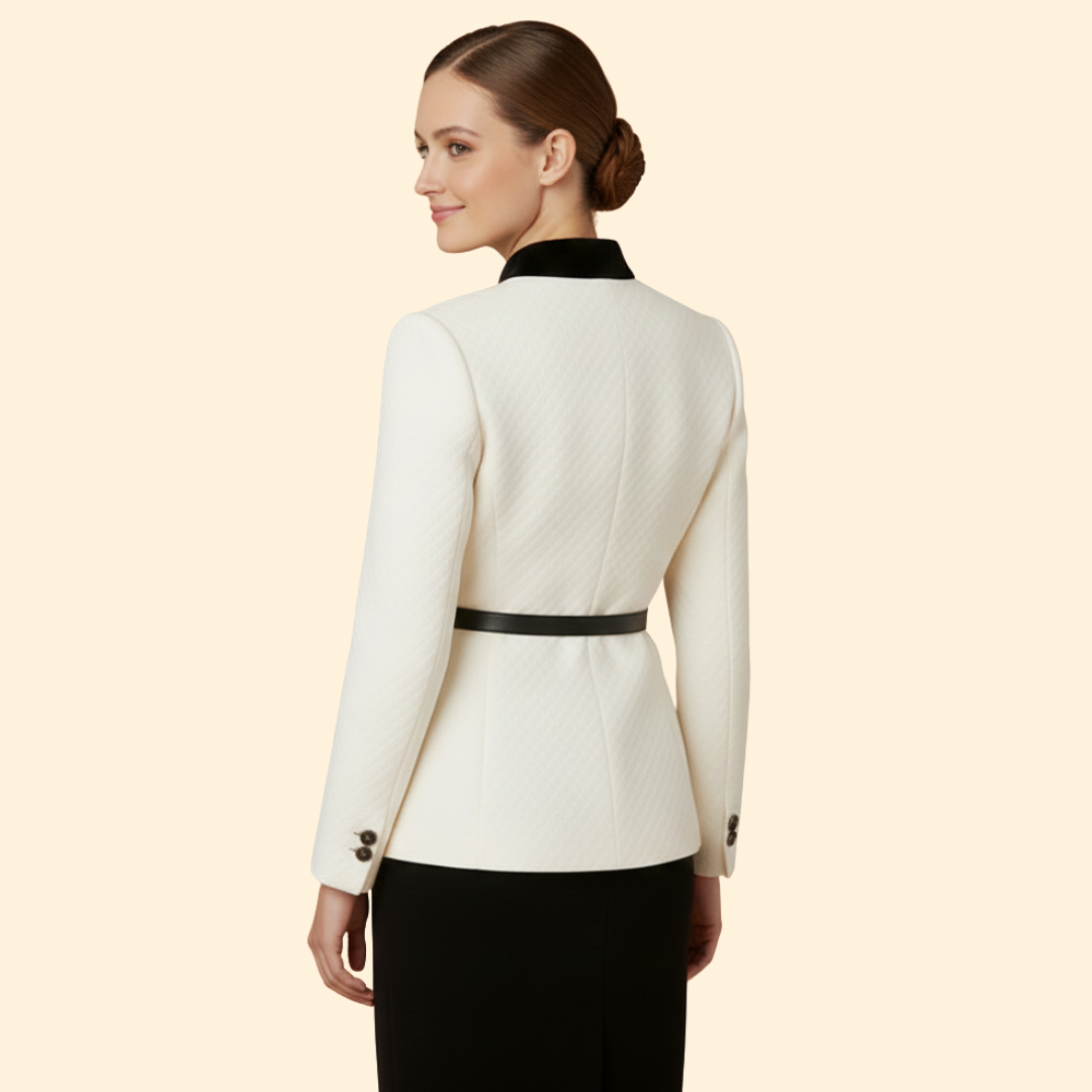 Women's Belted Waist Blazer | Tailored Fit | Elegant Smart Casual Jacket | Steven & Levon