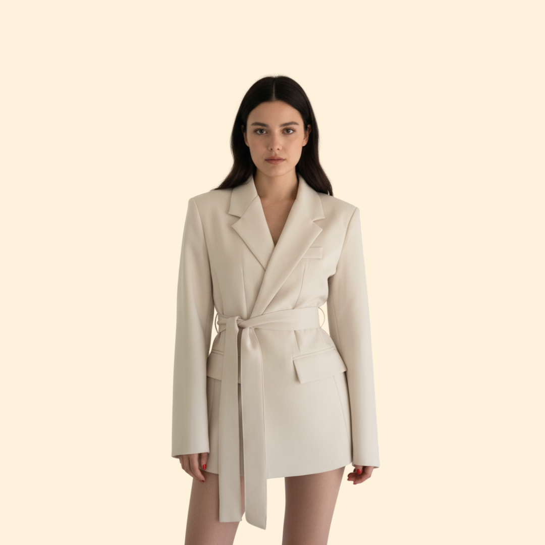 Women's Belted Blazer | Waist Belt | Tailored Smart Casual Jacket | Steven & Levon