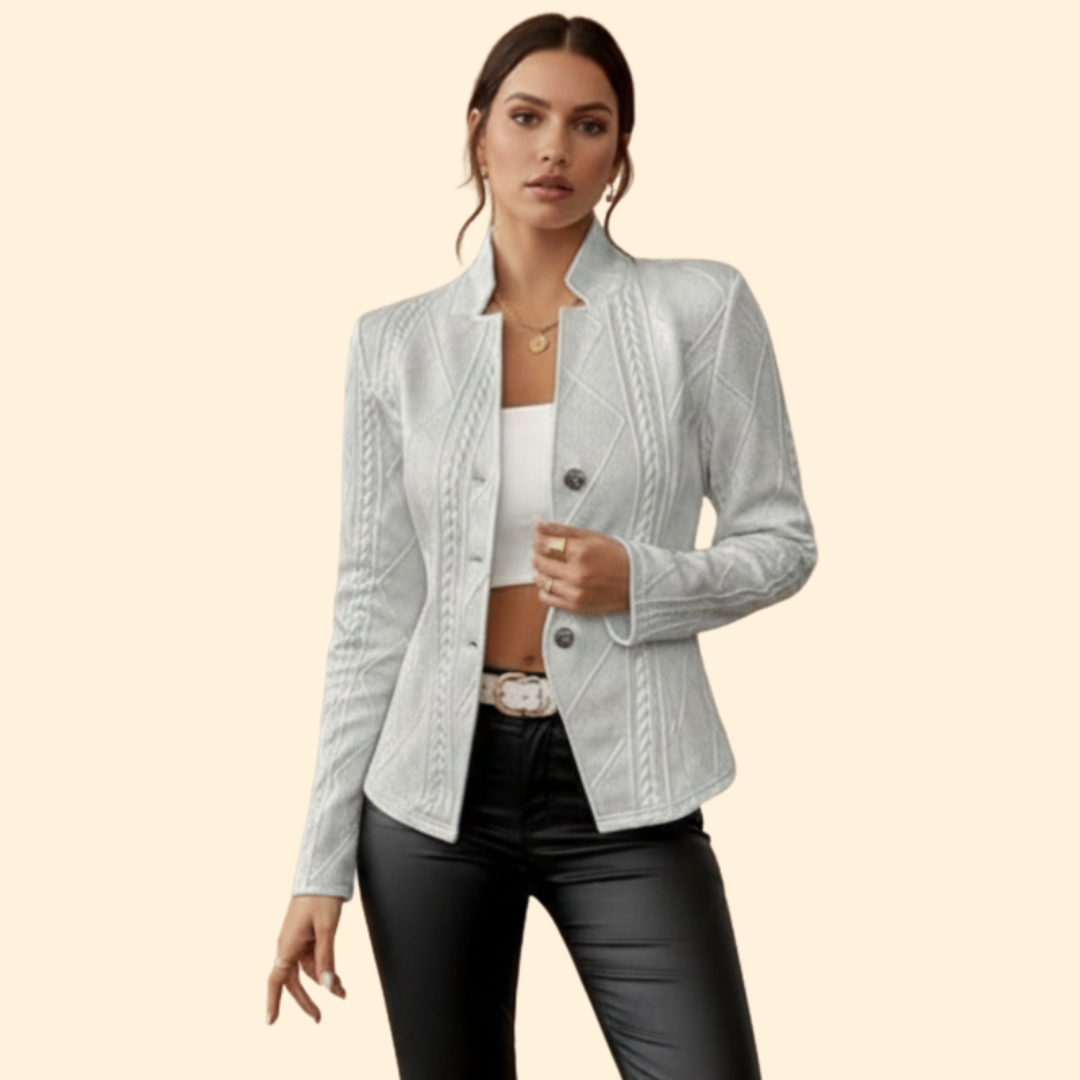 Women's Cable Knit Blazer | Button Front | Smart Casual Knit Jacket | Steven & Levon