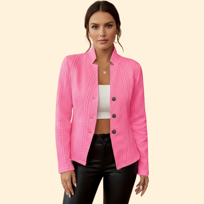 Women's Cable Knit Blazer | Button Front | Smart Casual Knit Jacket | Steven & Levon