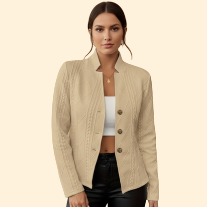Women's Cable Knit Blazer | Button Front | Smart Casual Knit Jacket | Steven & Levon
