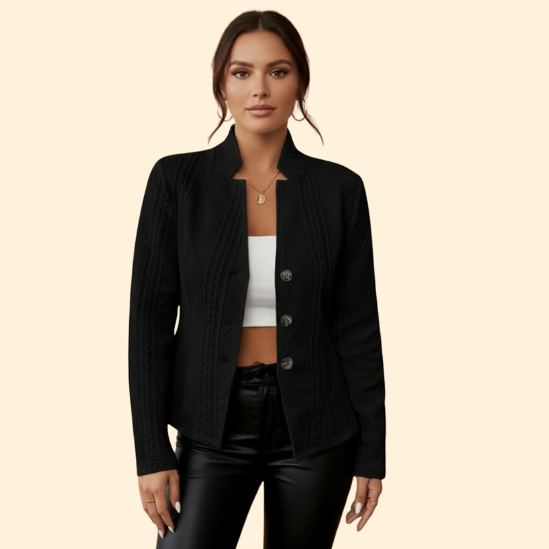 Women's Cable Knit Blazer | Button Front | Smart Casual Knit Jacket | Steven & Levon