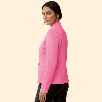 Women's Cable Knit Blazer | Button Front | Smart Casual Knit Jacket | Steven & Levon