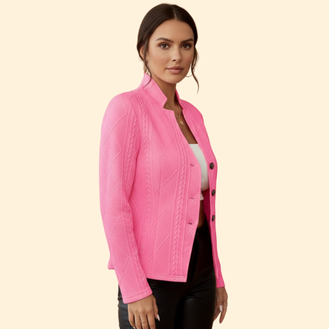 Women's Cable Knit Blazer | Button Front | Smart Casual Knit Jacket | Steven & Levon