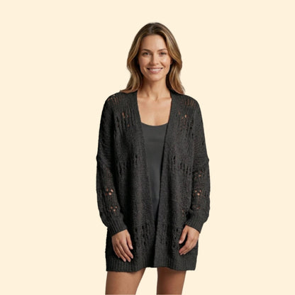 Women's Crochet Knit Cardigan | Openwork Long Sleeve Layering Sweater | Steven & Levon
