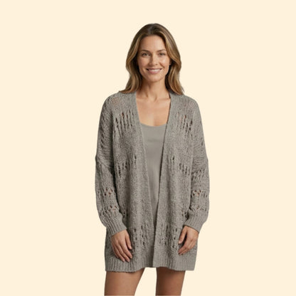 Women's Crochet Knit Cardigan | Openwork Long Sleeve Layering Sweater | Steven & Levon