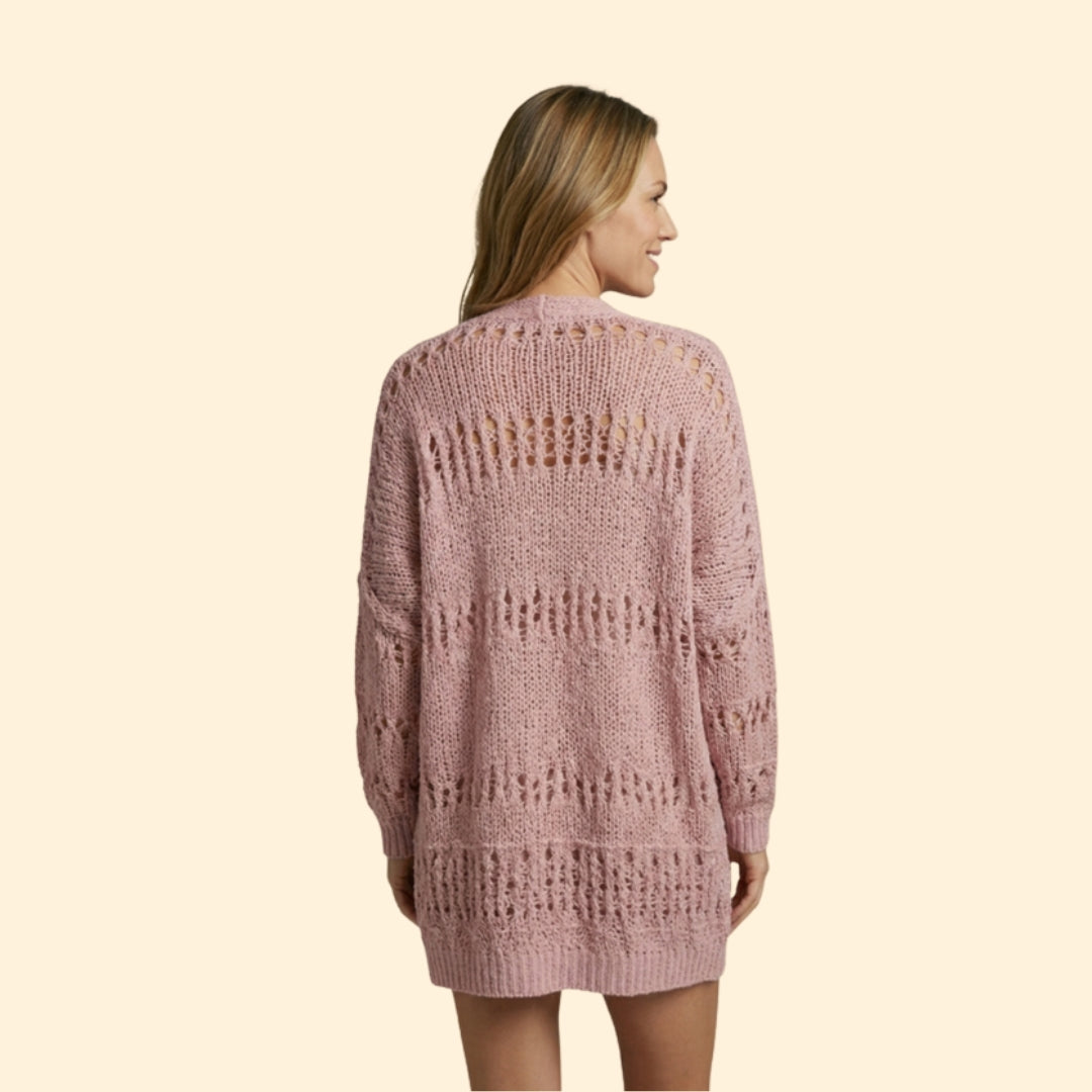Women's Crochet Knit Cardigan | Openwork Long Sleeve Layering Sweater | Steven & Levon