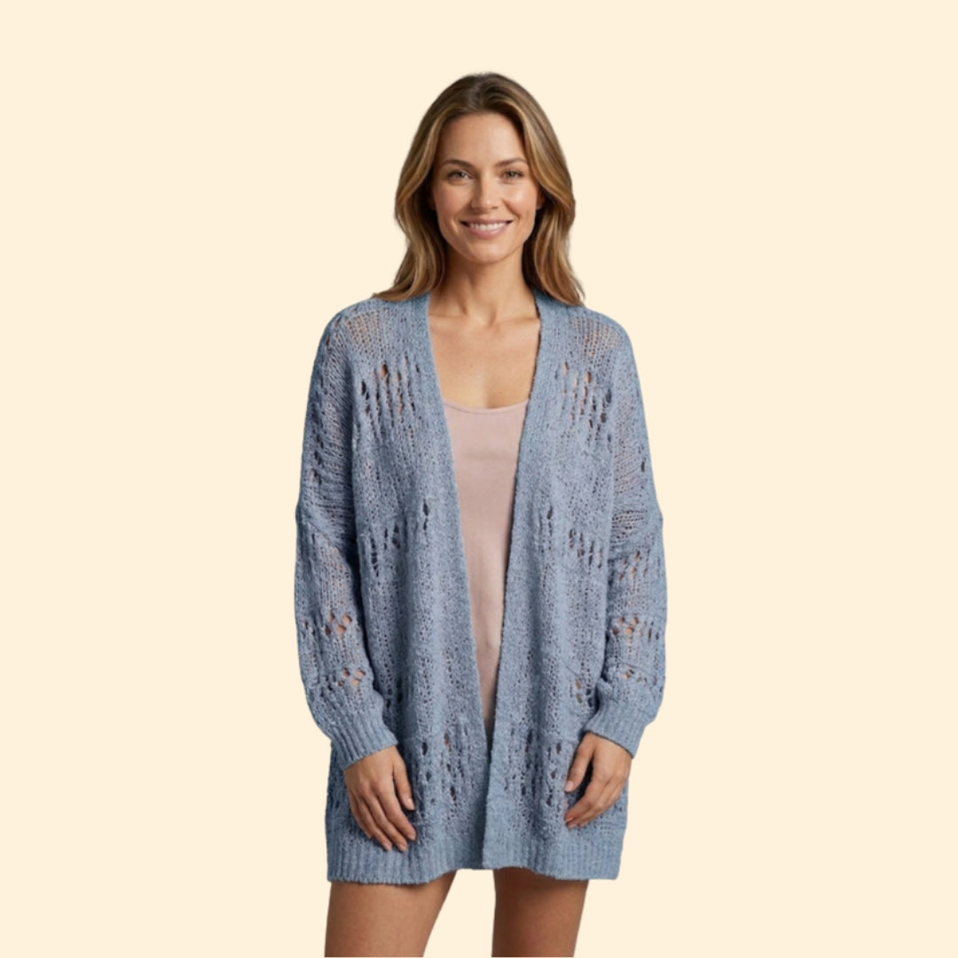 Women's Crochet Knit Cardigan | Openwork Long Sleeve Layering Sweater | Steven & Levon