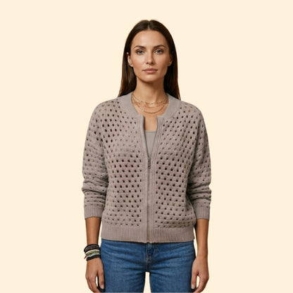 Women's Knit Zip Cardigan | Soft Long Sleeve Casual Sweater | Steven & Levon
