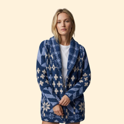 Women's Pattern Knit Cardigan | Cozy Long Sleeve Statement Sweater | Steven & Levon