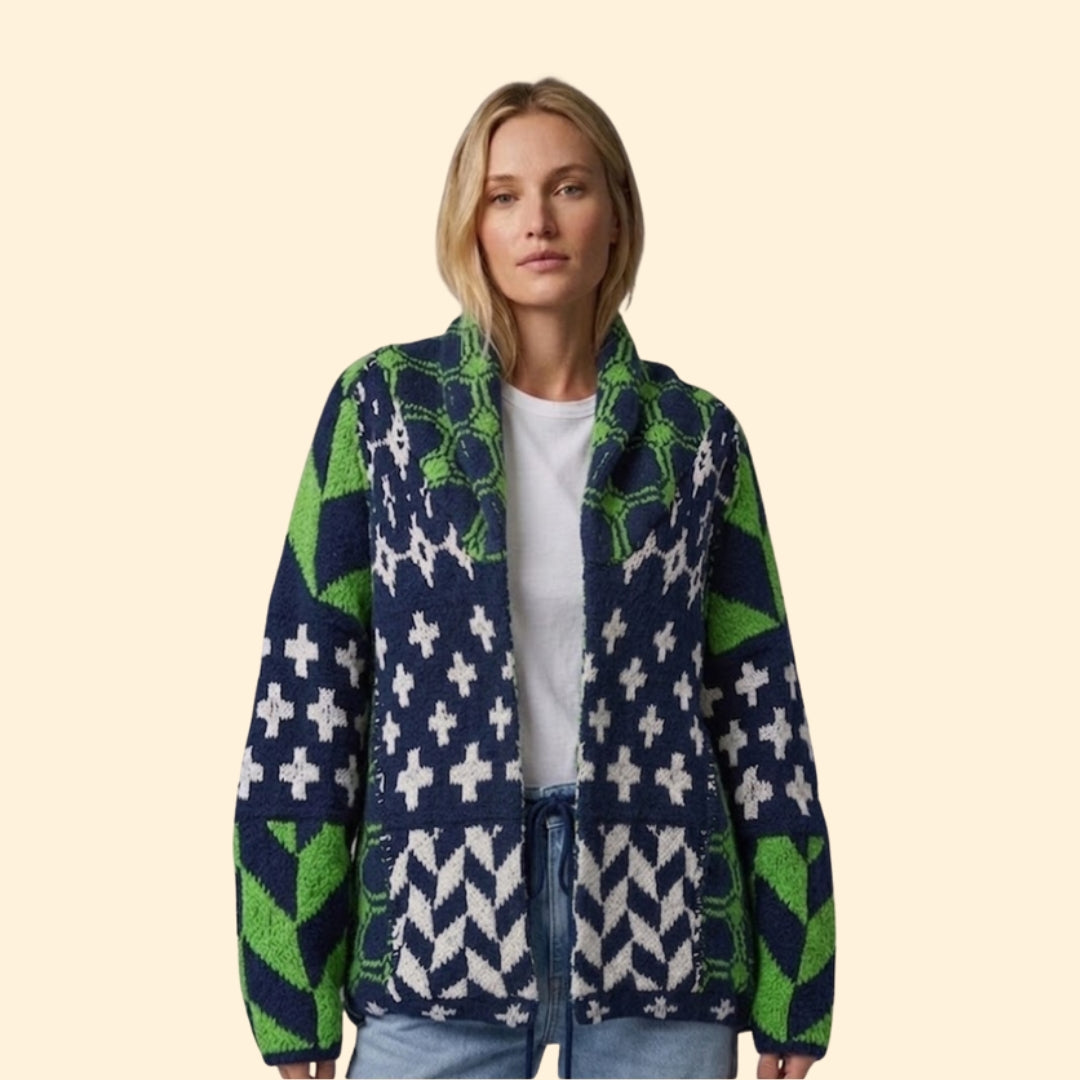 Women's Pattern Knit Cardigan | Cozy Long Sleeve Statement Sweater | Steven & Levon
