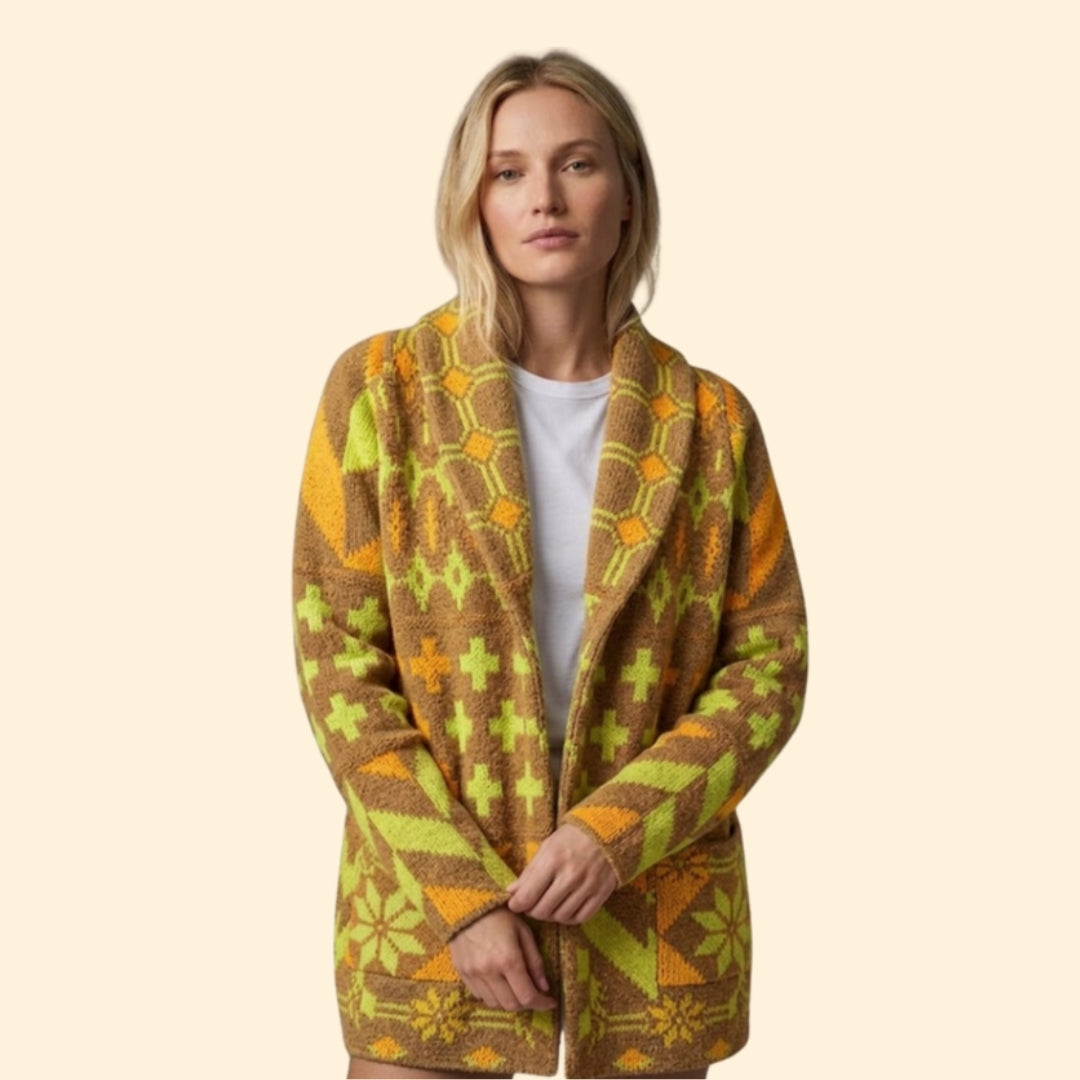 Women's Pattern Knit Cardigan | Cozy Long Sleeve Statement Sweater | Steven & Levon
