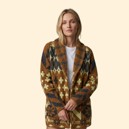 Women's Pattern Knit Cardigan | Cozy Long Sleeve Statement Sweater | Steven & Levon