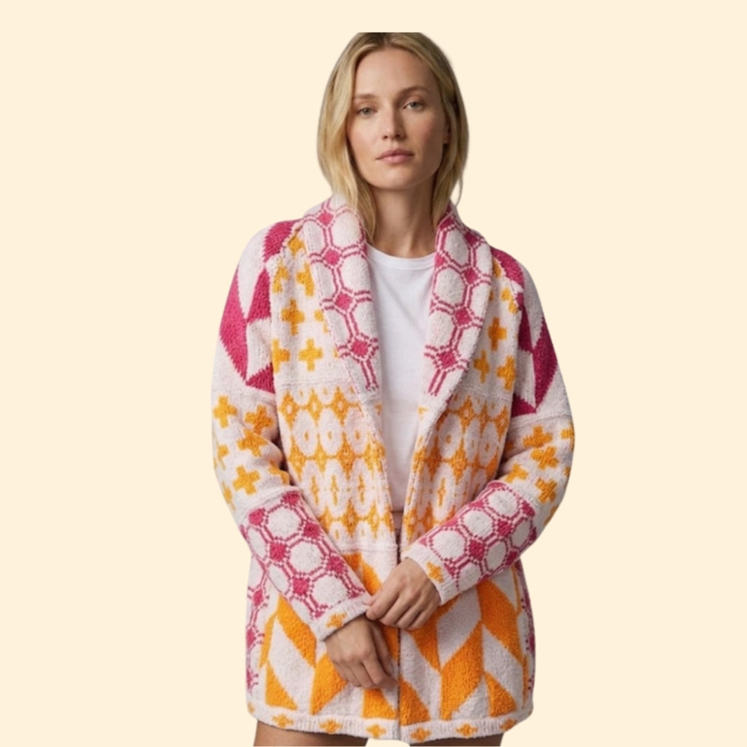 Women's Pattern Knit Cardigan | Cozy Long Sleeve Statement Sweater | Steven & Levon