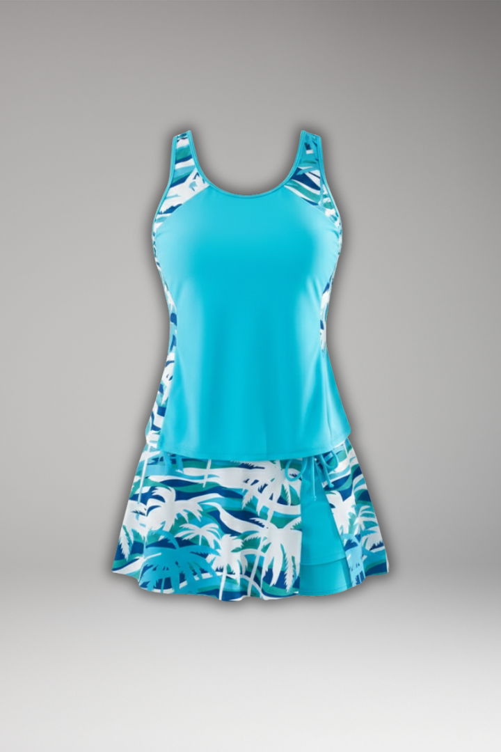 Racerback Tankini Set with Skirt | Women | Soft Stretch Swim Fabric | Two Piece Modest Swimwear | Steven & Levon