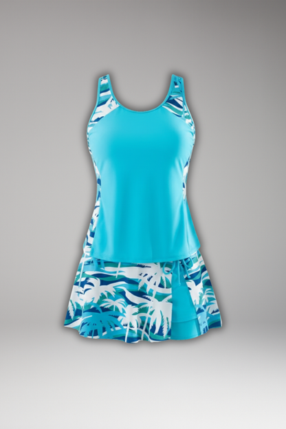 Racerback Tankini Set with Skirt | Women | Soft Stretch Swim Fabric | Two Piece Modest Swimwear | Steven & Levon