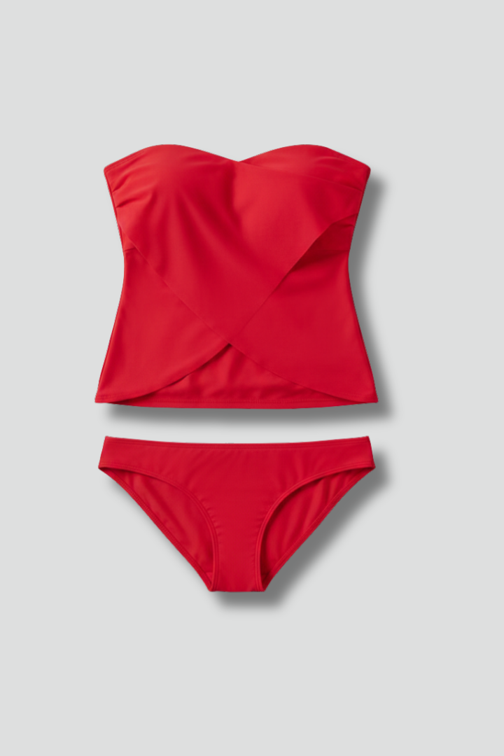 Strapless Tankini Set with Swim Shorts | Women | Soft Stretch Swim Fabric | Two Piece | Steven & Levon