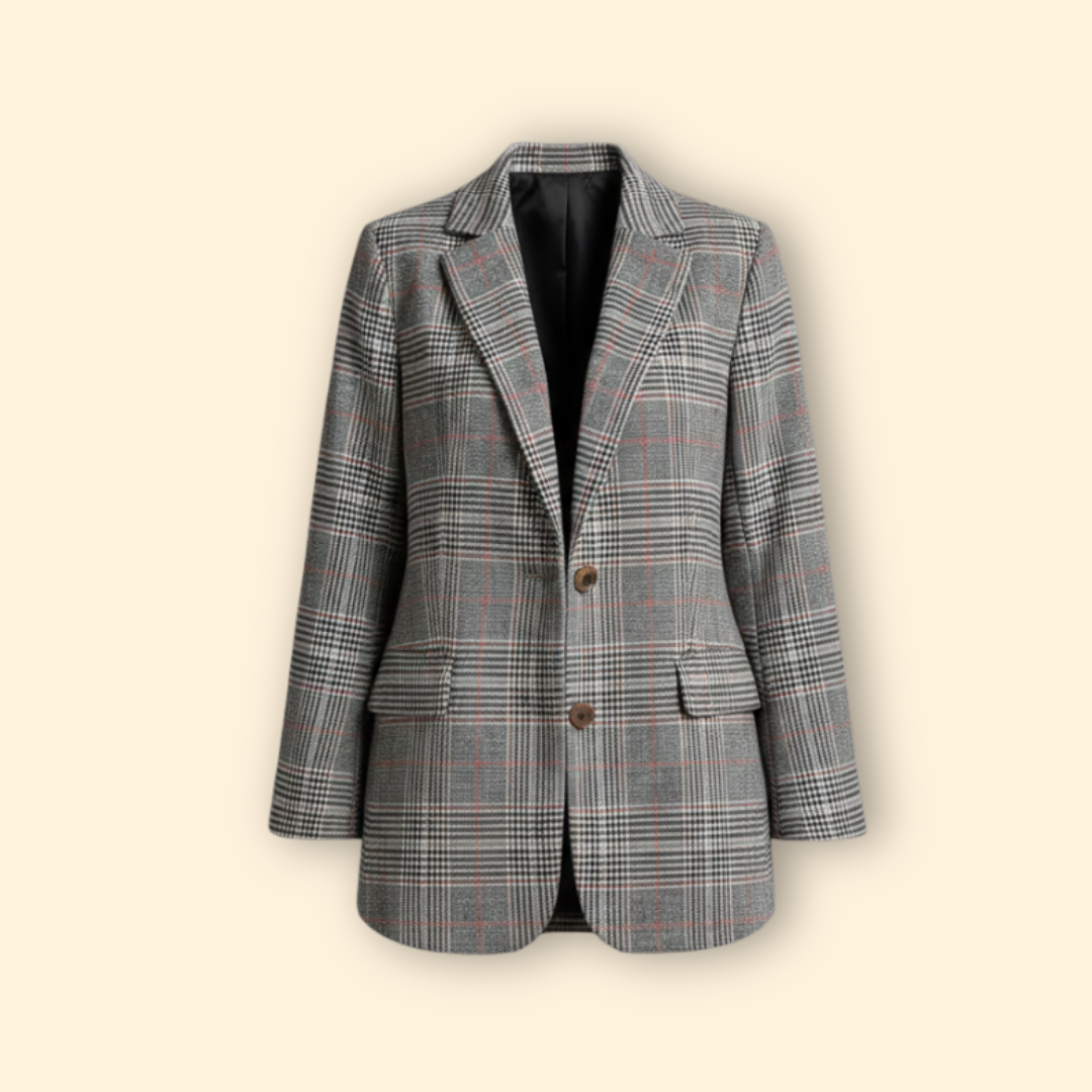 Women's Checkered Blazer | Classic Tailored Jacket | Smart Casual Style | Steven & Levon