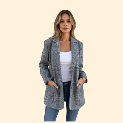 Women's Checkered Blazer | Classic Tailored Jacket | Smart Casual Style | Steven & Levon