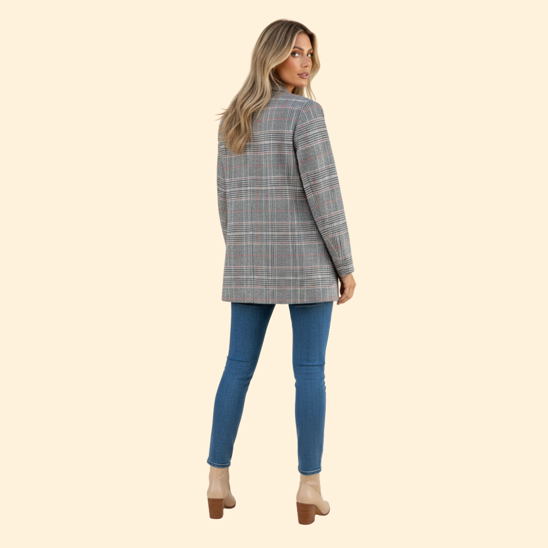 Women's Checkered Blazer | Classic Tailored Jacket | Smart Casual Style | Steven & Levon