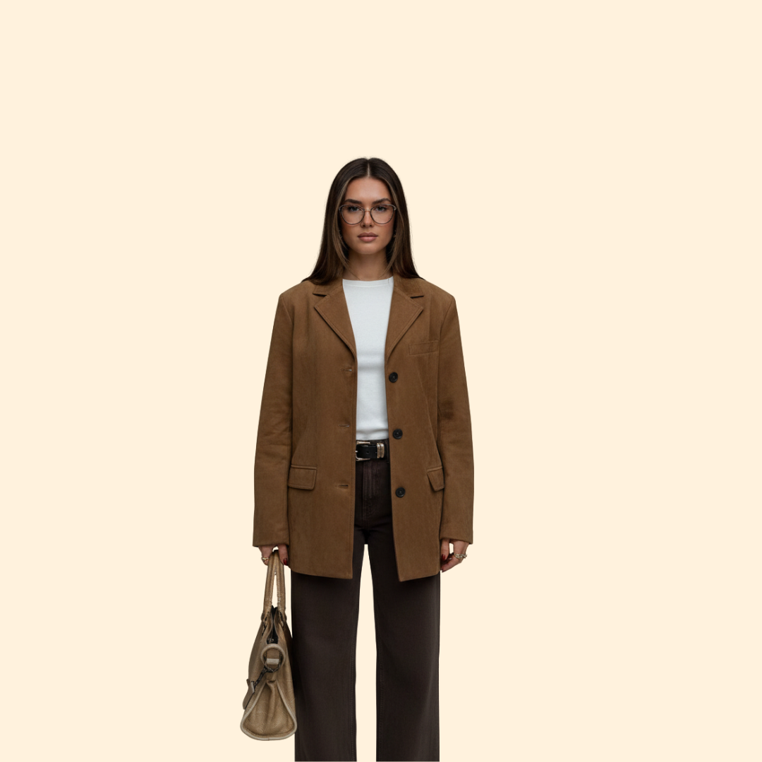Women's Suede Blazer | Soft Tailored Jacket | Elegant Smart Casual Style | Steven & Levon