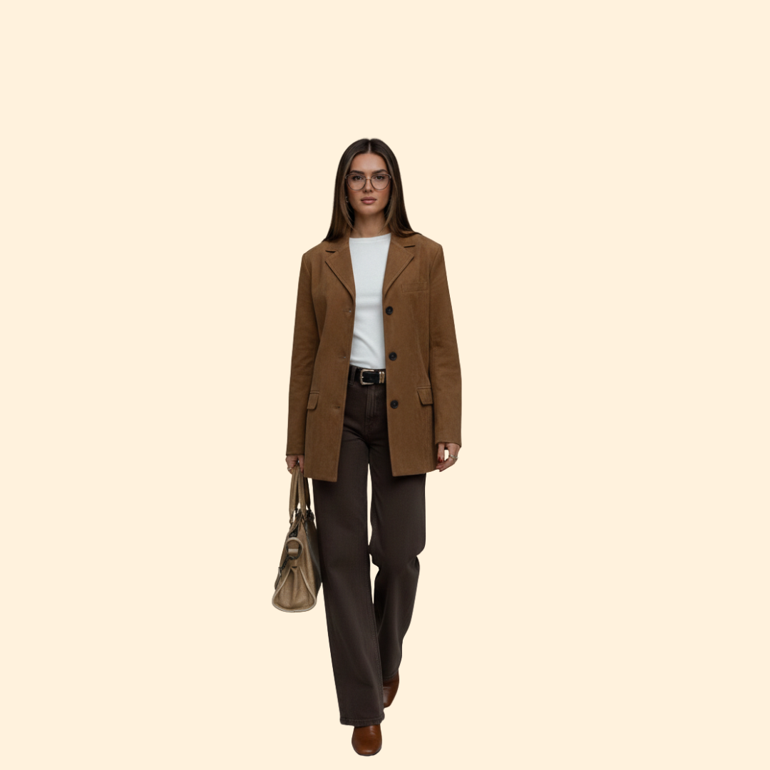 Women's Suede Blazer | Soft Tailored Jacket | Elegant Smart Casual Style | Steven & Levon