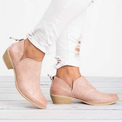 Women's Low Heel Ankle Boots | Eco Leather | Side Zip Comfortable Everyday Boots | Steven & Levon