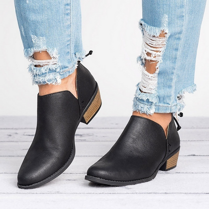 Women's Low Heel Ankle Boots | Eco Leather | Side Zip Comfortable Everyday Boots | Steven & Levon