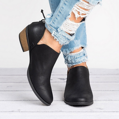 Women's Low Heel Ankle Boots | Eco Leather | Side Zip Comfortable Everyday Boots | Steven & Levon