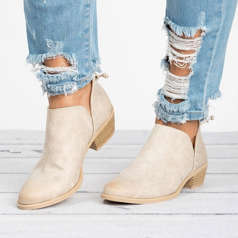 Women's Low Heel Ankle Boots | Eco Leather | Side Zip Comfortable Everyday Boots | Steven & Levon
