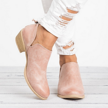 Women's Low Heel Ankle Boots | Eco Leather | Side Zip Comfortable Everyday Boots | Steven & Levon