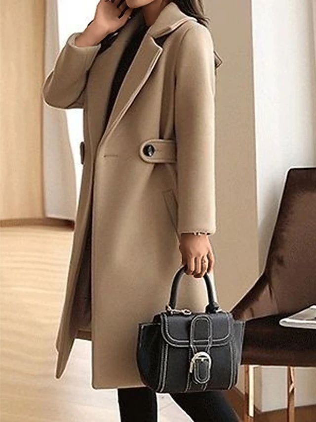 Women's Belted Winter Coat | Elegant Long Warm Outerwear | Classic Fitted Jacket | Steven & Levon