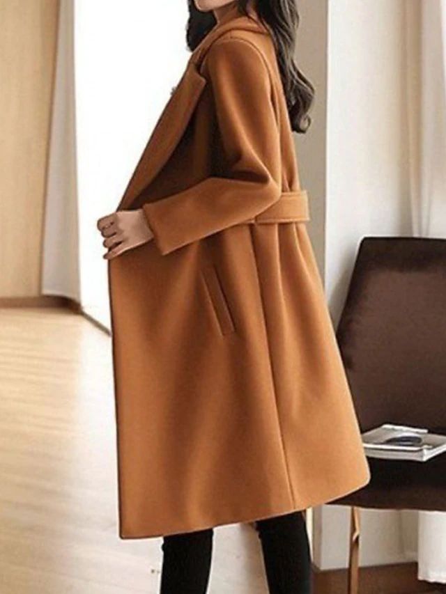 Women's Belted Winter Coat | Elegant Long Warm Outerwear | Classic Fitted Jacket | Steven & Levon