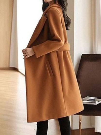 Women's Belted Winter Coat | Elegant Long Warm Outerwear | Classic Fitted Jacket | Steven & Levon