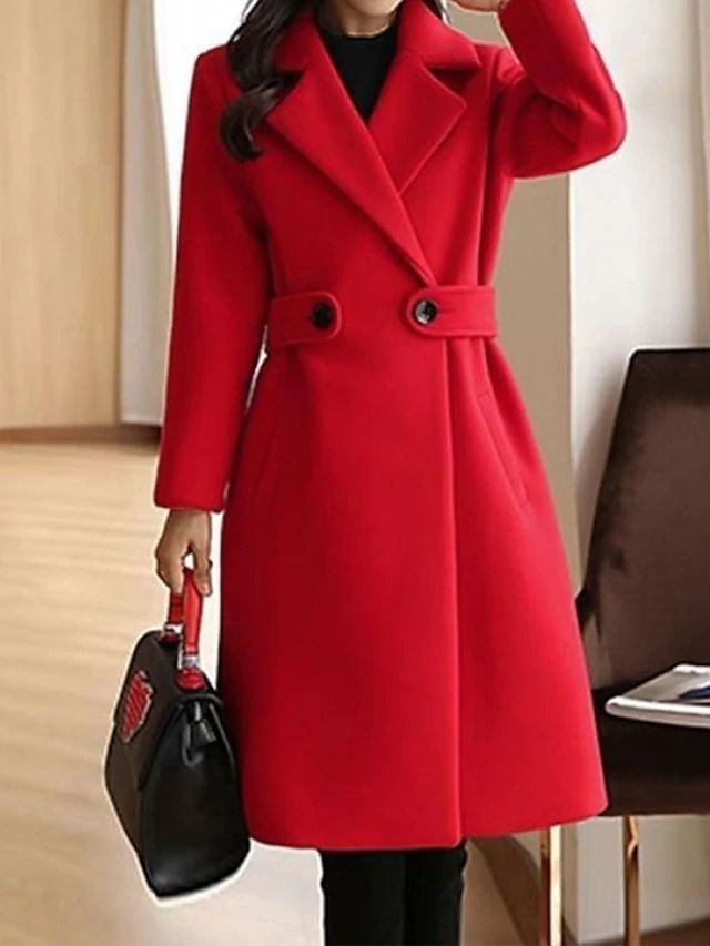 Women's Belted Winter Coat | Elegant Long Warm Outerwear | Classic Fitted Jacket | Steven & Levon
