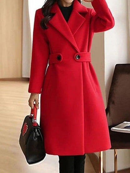 Women's Belted Winter Coat | Elegant Long Warm Outerwear | Classic Fitted Jacket | Steven & Levon