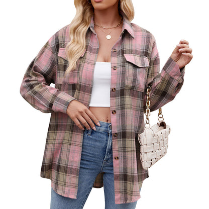 Women’s Checked Shirt Jacket | Cotton Blend | Pocket Detail | Casual Overshirt | Steven & Levon