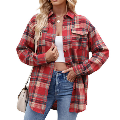 Women’s Checked Shirt Jacket | Cotton Blend | Pocket Detail | Casual Overshirt | Steven & Levon
