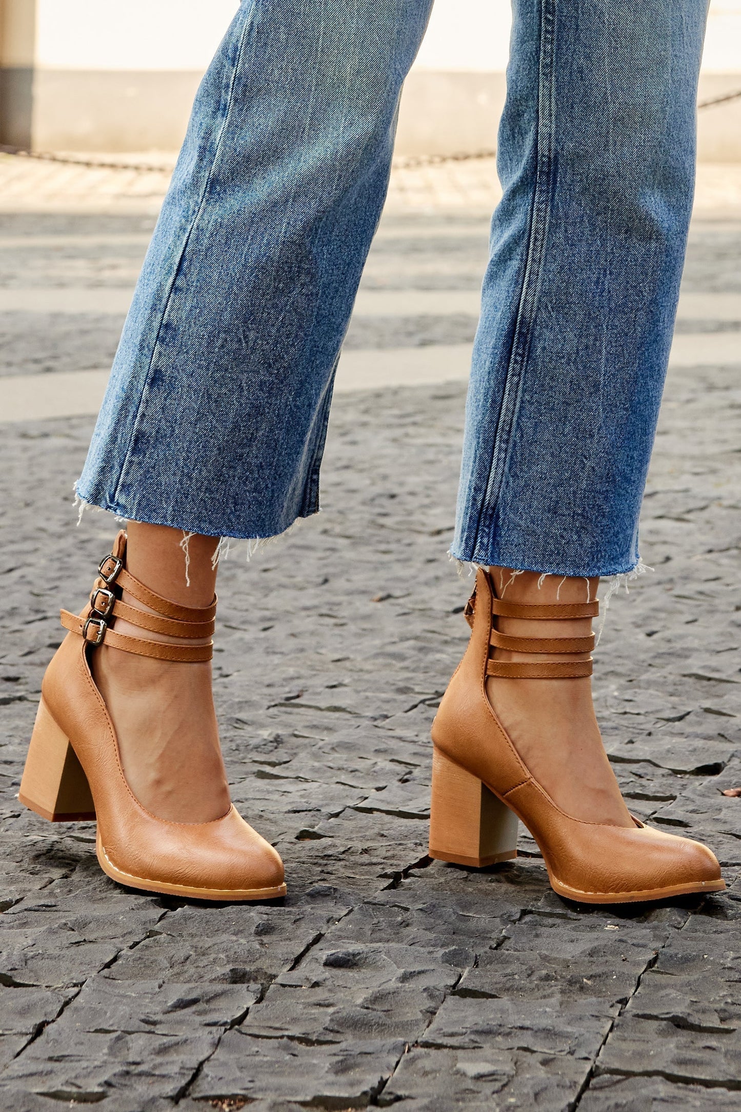Women's Minimalist Ankle Strap Sandals | Chunky Heel Sandals | Eco Leather | Elegant Dress Shoes | Steven & Levon
