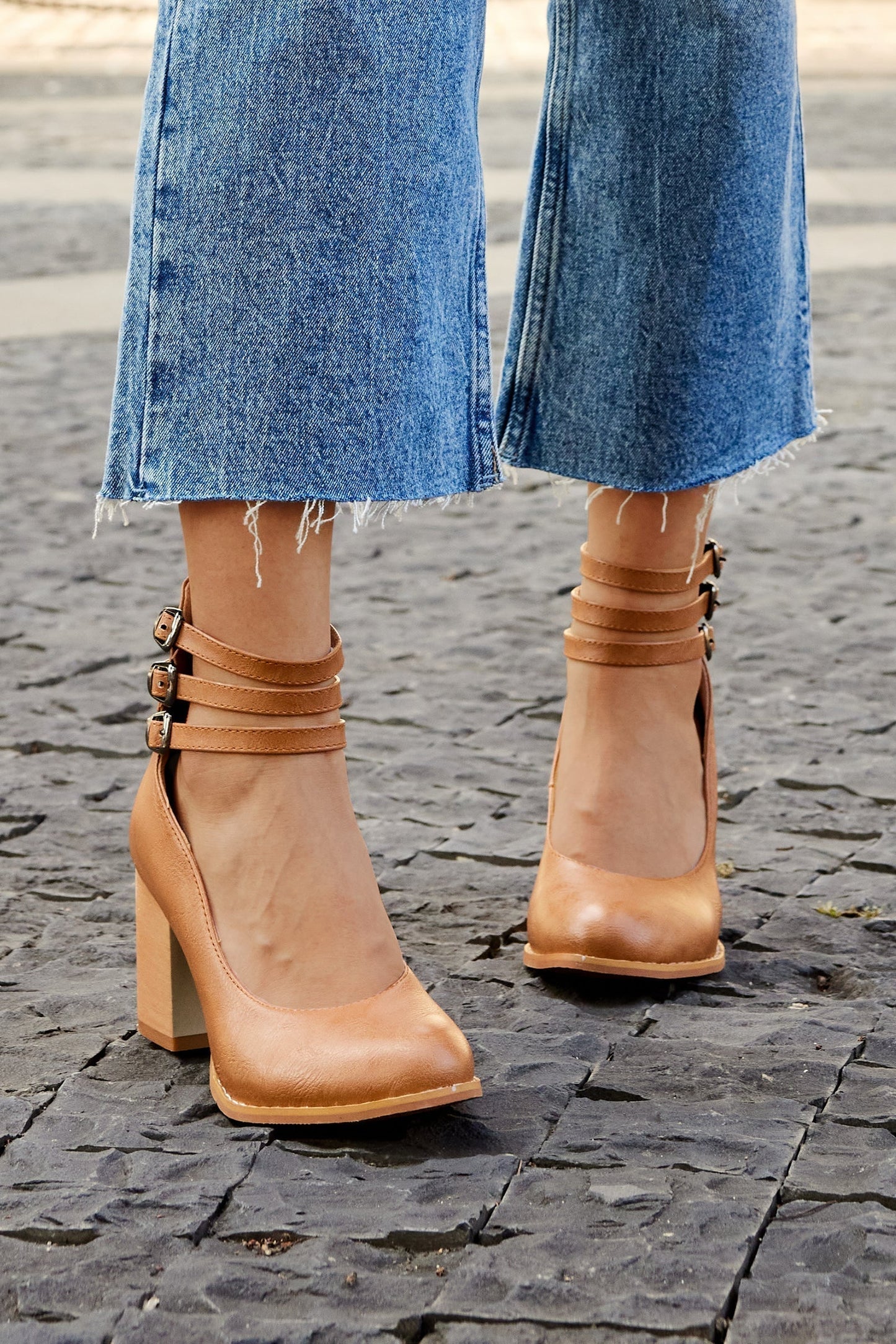Women's Minimalist Ankle Strap Sandals | Chunky Heel Sandals | Eco Leather | Elegant Dress Shoes | Steven & Levon