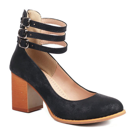 Women's Minimalist Ankle Strap Sandals | Chunky Heel Sandals | Eco Leather | Elegant Dress Shoes | Steven & Levon