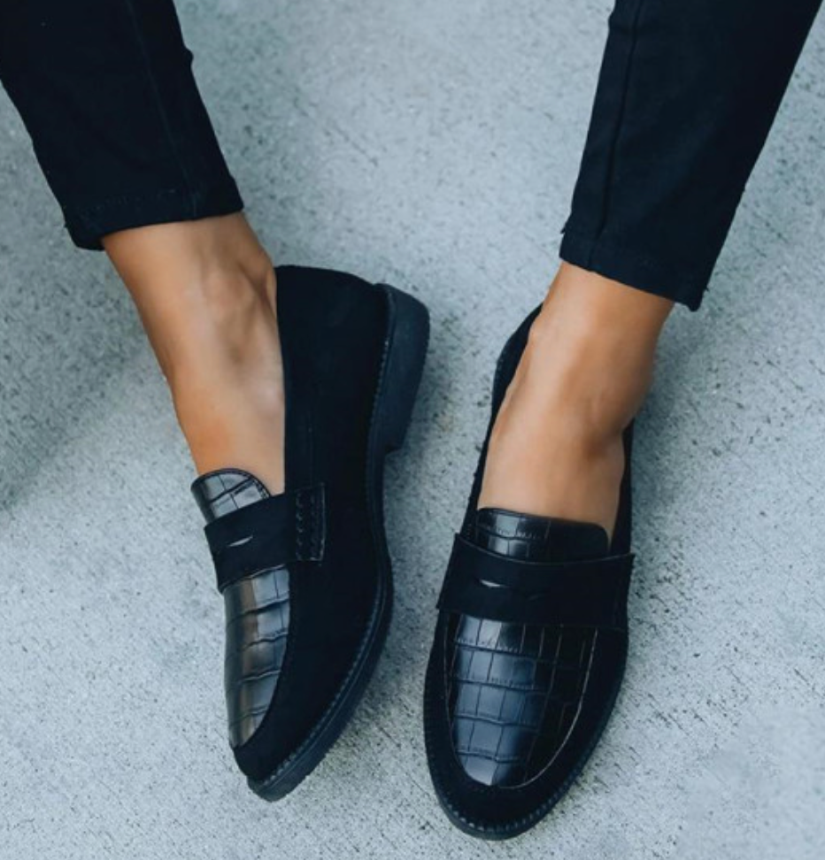 Women's Crocodile Embossed Loafers | Eco Leather | Slip-On Smart Casual Comfort Shoes | Steven & Levon