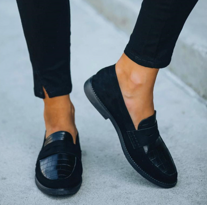 Women's Crocodile Embossed Loafers | Eco Leather | Slip-On Smart Casual Comfort Shoes | Steven & Levon