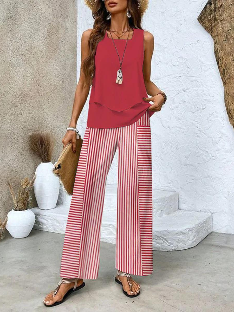 Women's Flowy Top & Relaxed Bottoms Set | Elegant Two-Piece Outfit | Steven & Levon