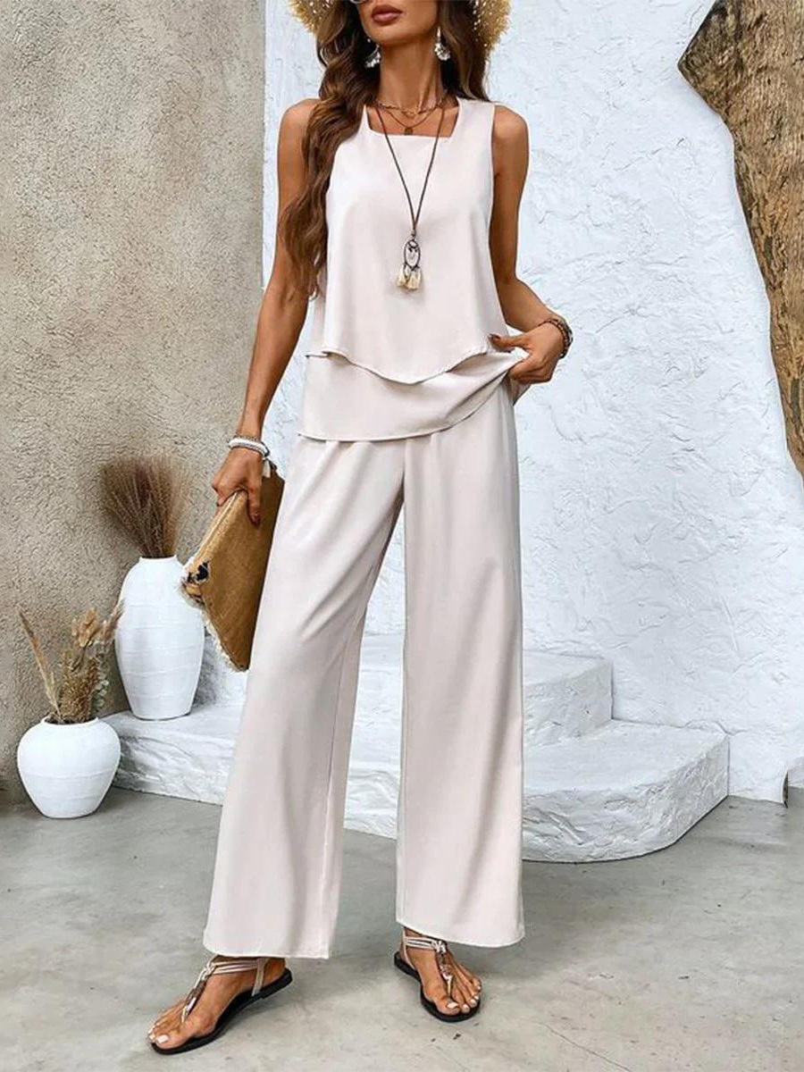 Women's Flowy Top & Relaxed Bottoms Set | Elegant Two-Piece Outfit | Steven & Levon