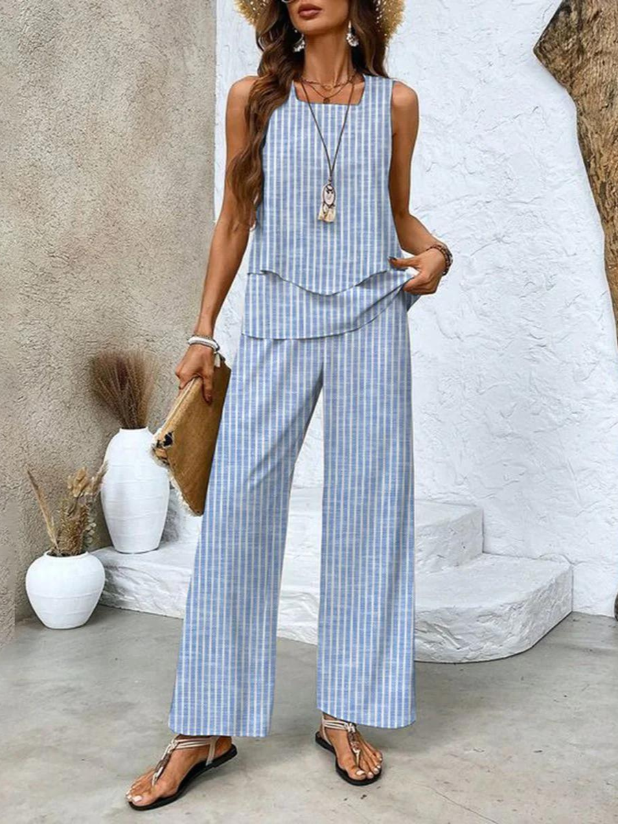 Women's Flowy Top & Relaxed Bottoms Set | Elegant Two-Piece Outfit | Steven & Levon